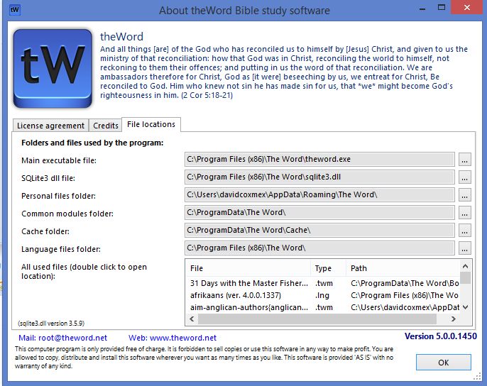 theWord file locations