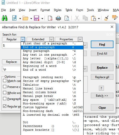 Alt Search and Replace LibreOffice