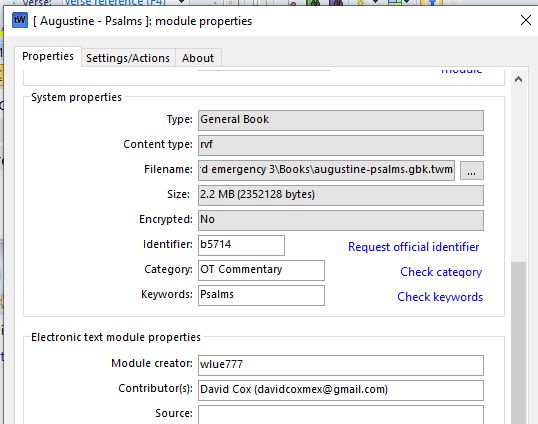 theWord category and keyword fields