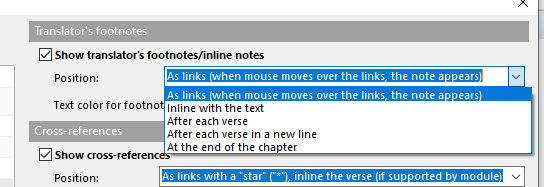 translators notes drop down options